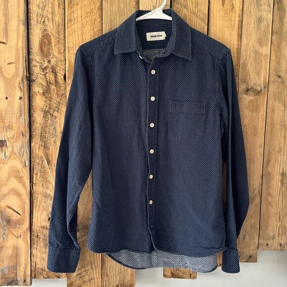 Taylor Stitch Dark Blue Patterned Button Down Shirt - Picture 1 of 11